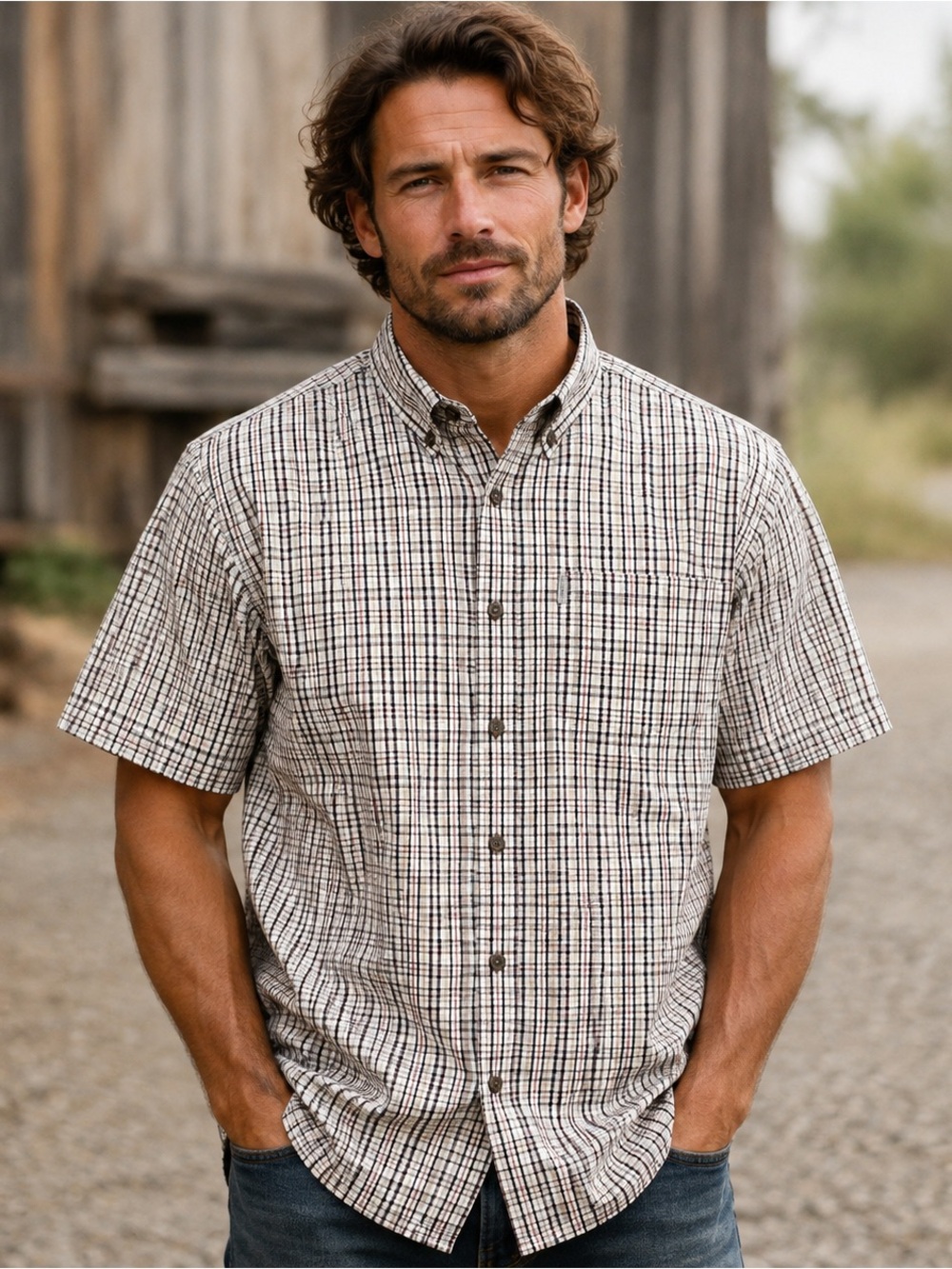 Carhartt Mens XL Relaxed Fit Plaid Short Sleeve Button Down Work Shirt Cotton SS